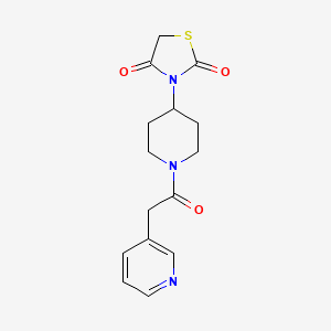 molecular formula C15H17N3O3S B2492001 3-(1-(2-(Pyridin-3-yl)acetyl)piperidin-4-yl)thiazolidine-2,4-dione CAS No. 1790201-65-8