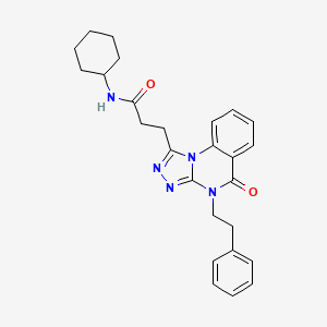 molecular formula C26H29N5O2 B2492002 N-Cyclohexyl-3-[5-oxo-4-(2-phenylethyl)-[1,2,4]triazolo[4,3-a]quinazolin-1-yl]propanamide CAS No. 2309186-42-1