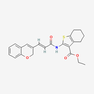 molecular formula C23H23NO4S B2492004 (E)-ethyl 2-(3-(2H-chromen-3-yl)acrylamido)-4,5,6,7-tetrahydrobenzo[b]thiophene-3-carboxylate CAS No. 887347-35-5