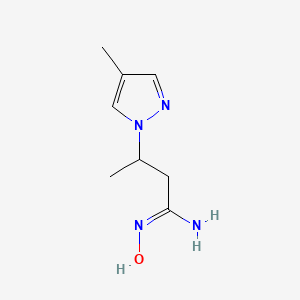 molecular formula C8H14N4O B2492005 (1E)-N'-hydroxy-3-(4-methyl-1H-pyrazol-1-yl)butanimidamide CAS No. 1006336-79-3