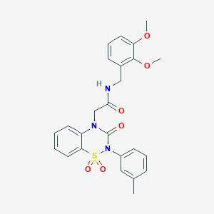 molecular formula C25H25N3O6S B2492007 N-(2,3-dimethoxybenzyl)-2-(1,1-dioxido-3-oxo-2-(m-tolyl)-2H-benzo[e][1,2,4]thiadiazin-4(3H)-yl)acetamide CAS No. 941899-87-2