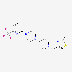 molecular formula C20H26F3N5S B2492010 2-Methyl-4-((4-(4-(6-(trifluoromethyl)pyridin-2-yl)piperazin-1-yl)piperidin-1-yl)methyl)thiazole CAS No. 2034235-35-1