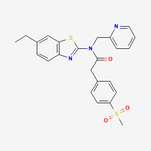 molecular formula C24H23N3O3S2 B2492014 N-(6-乙基苯并[d]噻唑-2-基)-2-(4-(甲磺基)苯基)-N-(吡啶-2-基甲基)乙酰胺 CAS No. 941931-21-1