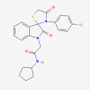 molecular formula C23H22ClN3O3S B2492019 2-(3'-(4-chlorophenyl)-2,4'-dioxospiro[indoline-3,2'-thiazolidin]-1-yl)-N-cyclopentylacetamide CAS No. 894565-91-4