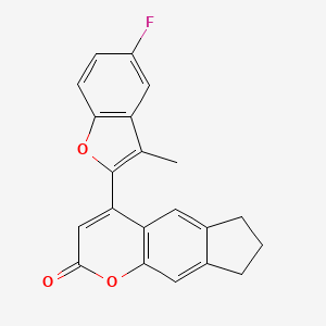 molecular formula C21H15FO3 B2492023 4-(5-fluoro-3-methylbenzofuran-2-yl)-7,8-dihydrocyclopenta[g]chromen-2(6H)-one CAS No. 845667-80-3