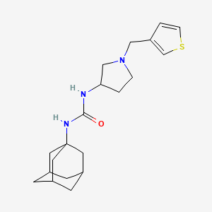 molecular formula C20H29N3OS B2492030 1-(孔雀石-1-基)-3-{1-[(噻吩-3-基)甲基]吡咯啉-3-基}脲 CAS No. 2194147-56-1