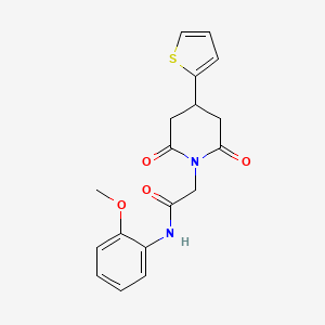 molecular formula C18H18N2O4S B2492031 2-(2,6-dioxo-4-(thiophen-2-yl)piperidin-1-yl)-N-(2-methoxyphenyl)acetamide CAS No. 1396858-50-6