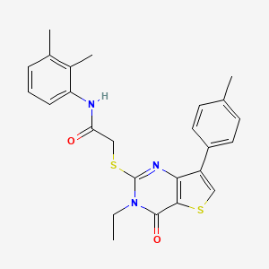 molecular formula C25H25N3O2S2 B2492041 N-(2,3-dimethylphenyl)-2-{[3-ethyl-7-(4-methylphenyl)-4-oxo-3,4-dihydrothieno[3,2-d]pyrimidin-2-yl]sulfanyl}acetamide CAS No. 1207051-82-8
