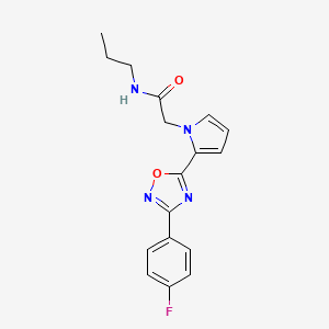 molecular formula C17H17FN4O2 B2492042 2-{2-[3-(4-fluorophenyl)-1,2,4-oxadiazol-5-yl]-1H-pyrrol-1-yl}-N-propylacetamide CAS No. 1261015-48-8