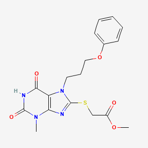 methyl 2-((3-methyl-2,6-dioxo-7-(3-phenoxypropyl)-2,3,6,7-tetrahydro-1H-purin-8-yl)thio)acetate