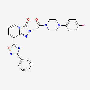 molecular formula C26H22FN7O3 B2492054 5-ethyl-1-methyl-4-oxo-N-[2-(trifluoromethyl)phenyl]-4,5-dihydro-1H-pyrrolo[3,2-c]pyridine-2-carboxamide CAS No. 1112411-13-8