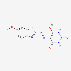 molecular formula C12H9N5O4S B2492057 5-(2-(6-methoxybenzo[d]thiazol-2-yl)hydrazono)pyrimidine-2,4,6(1H,3H,5H)-trione CAS No. 303793-43-3