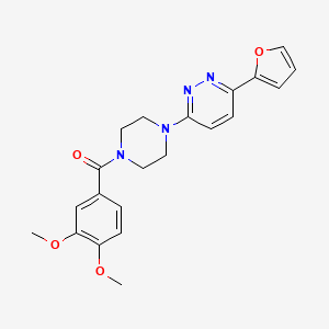 molecular formula C21H22N4O4 B2492062 (3,4-Dimethoxyphenyl)(4-(6-(furan-2-yl)pyridazin-3-yl)piperazin-1-yl)methanone CAS No. 923156-22-3