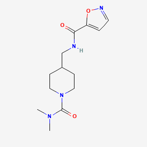 molecular formula C13H20N4O3 B2492066 N-((1-(dimethylcarbamoyl)piperidin-4-yl)methyl)isoxazole-5-carboxamide CAS No. 2034282-95-4
