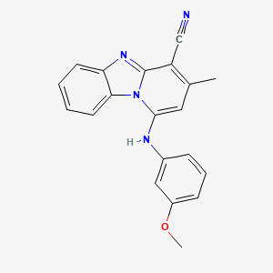 molecular formula C20H16N4O B2492068 1-(3-Methoxyanilino)-3-methylpyrido[1,2-a]benzimidazole-4-carbonitrile CAS No. 354132-03-9