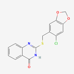 molecular formula C16H11ClN2O3S B2492073 2-(((6-氯苯并[d][1,3]二噁烷-5-基)甲基)硫基)喹唑啉-4-醇 CAS No. 938025-82-2