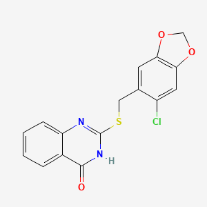 molecular formula C16H11ClN2O3S B2492073 2-(((6-Chlorobenzo[d][1,3]dioxol-5-yl)méthyl)thio)quinazolin-4-ol CAS No. 938025-82-2