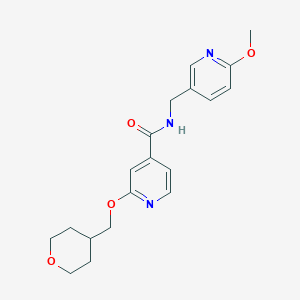 molecular formula C19H23N3O4 B2492076 N-((6-methoxypyridin-3-yl)methyl)-2-((tetrahydro-2H-pyran-4-yl)methoxy)isonicotinamide CAS No. 2034271-45-7