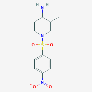 molecular formula C12H18ClN3O4S B2492085 3-Methyl-1-(4-nitrobenzenesulfonyl)piperidin-4-amine CAS No. 1585919-43-2
