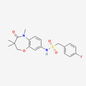 molecular formula C19H21FN2O4S B2492089 1-(4-fluorophenyl)-N-(3,3,5-trimethyl-4-oxo-2,3,4,5-tetrahydrobenzo[b][1,4]oxazepin-8-yl)methanesulfonamide CAS No. 922041-43-8