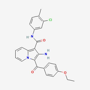 molecular formula C25H22ClN3O3 B2492094 2-amino-N-(3-chloro-4-methylphenyl)-3-(4-ethoxybenzoyl)indolizine-1-carboxamide CAS No. 903314-70-5