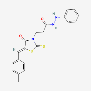 molecular formula C20H19N3O2S2 B2492095 (Z)-3-(5-(4-methylbenzylidene)-4-oxo-2-thioxothiazolidin-3-yl)-N'-phenylpropanehydrazide CAS No. 299952-78-6