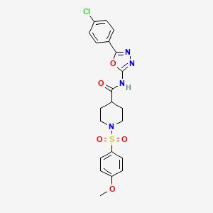 molecular formula C21H21ClN4O5S B2492097 N-[5-(4-chlorophenyl)-1,3,4-oxadiazol-2-yl]-1-(4-methoxybenzenesulfonyl)piperidine-4-carboxamide CAS No. 871104-44-8
