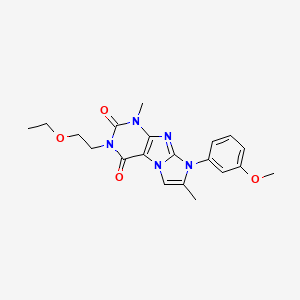 molecular formula C20H23N5O4 B2492100 3-(2-Ethoxyethyl)-8-(3-methoxyphenyl)-1,7-dimethyl-1,3,5-trihydro-4-imidazolin o[1,2-h]purine-2,4-dione CAS No. 887466-40-2