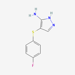 molecular formula C9H8FN3S B2492106 4-[(4-fluorophenyl)sulfanyl]-1H-pyrazol-5-amine CAS No. 1248095-54-6