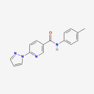 molecular formula C16H14N4O B2492118 N-(4-methylphenyl)-6-(1-pyrazolyl)-3-pyridinecarboxamide CAS No. 321533-65-7