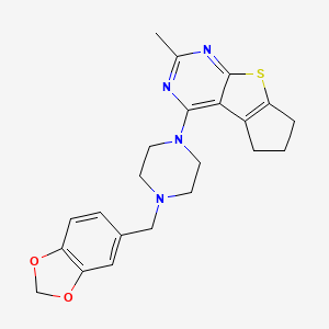 12-{4-[(2H-1,3-benzodioxol-5-yl)methyl]piperazin-1-yl}-10-methyl-7-thia-9,11-diazatricyclo[6.4.0.0^{2,6}]dodeca-1(8),2(6),9,11-tetraene