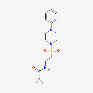 molecular formula C16H23N3O3S B2492126 N-[2-(4-苯基哌嗪-1-基)磺酰基乙基]环丙烷甲酰胺 CAS No. 897611-66-4