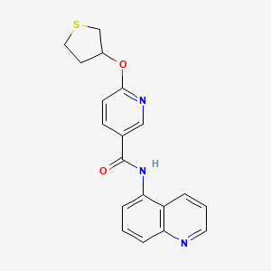 molecular formula C19H17N3O2S B2492131 N-(quinolin-5-yl)-6-((tetrahydrothiophen-3-yl)oxy)nicotinamide CAS No. 2034432-42-1