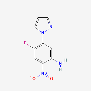 molecular formula C9H7FN4O2 B2492132 4-氟-2-硝基-5-(1H-吡唑-1-基)苯胺 CAS No. 1014020-15-5