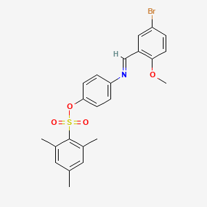 molecular formula C23H22BrNO4S B2492135 4-(((5-Bromo-2-methoxyphenyl)methylene)amino)phenyl 2,4,6-trimethylbenzenesulfonate CAS No. 329777-90-4