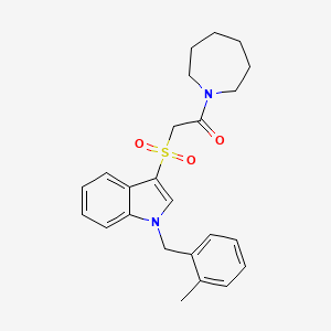 molecular formula C24H28N2O3S B2492139 1-(Azepan-1-yl)-2-[1-[(2-methylphenyl)methyl]indol-3-yl]sulfonylethanone CAS No. 850932-74-0
