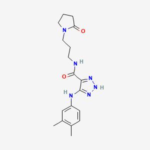 molecular formula C18H24N6O2 B2492142 5-((3,4-dimethylphenyl)amino)-N-(3-(2-oxopyrrolidin-1-yl)propyl)-1H-1,2,3-triazole-4-carboxamide CAS No. 1291836-97-9
