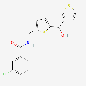 molecular formula C17H14ClNO2S2 B2492146 3-chloro-N-((5-(hydroxy(thiophen-3-yl)methyl)thiophen-2-yl)methyl)benzamide CAS No. 1797063-77-4