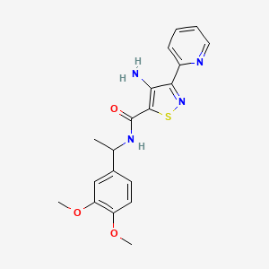 molecular formula C19H20N4O3S B2492157 4-氨基-N-[1-(3,4-二甲氧基苯基)乙基]-3-吡啶-2-基异噁唑-5-甲酰胺 CAS No. 1251600-70-0