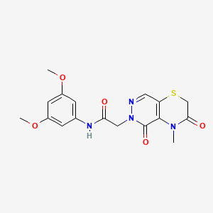 molecular formula C17H18N4O5S B2492166 7-甲基-N-[4-(甲磺基)苯基]-3-(吡咯啉-1-基甲酰)-1,8-萘啶-4-胺 CAS No. 1251614-54-6