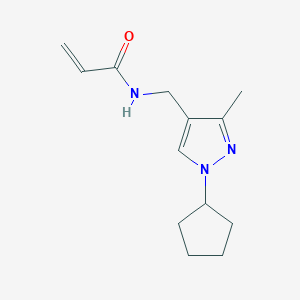molecular formula C13H19N3O B2492168 N-[(1-Cyclopentyl-3-methylpyrazol-4-yl)methyl]prop-2-enamide CAS No. 2411261-06-6