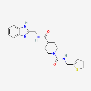 molecular formula C20H23N5O2S B2492180 N4-((1H-benzo[d]imidazol-2-yl)methyl)-N1-(thiophen-2-ylmethyl)piperidine-1,4-dicarboxamide CAS No. 1219903-52-2
