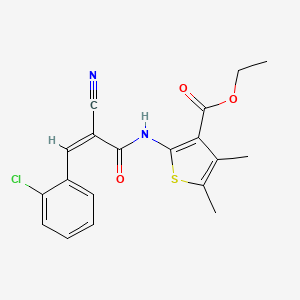 molecular formula C19H17ClN2O3S B2492190 (Z)-乙酸乙酯 2-(3-(2-氯苯基)-2-氰基丙烯酰胺基)-4,5-二甲基硫代吡咯并-3-甲酸酯 CAS No. 300813-53-0