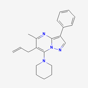 molecular formula C21H24N4 B2492197 6-Allyl-5-methyl-3-phenyl-7-piperidin-1-ylpyrazolo[1,5-a]pyrimidine CAS No. 890618-96-9