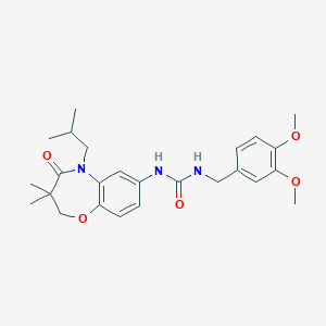 molecular formula C25H33N3O5 B2492198 1-(3,4-Dimethoxybenzyl)-3-(5-isobutyl-3,3-dimethyl-4-oxo-2,3,4,5-tetrahydrobenzo[b][1,4]oxazepin-7-yl)urea CAS No. 1172313-36-8