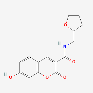 molecular formula C15H15NO5 B2492205 7-hydroxy-2-oxo-N-(tetrahydrofuran-2-ylmethyl)-2H-chromene-3-carboxamide CAS No. 484022-77-7