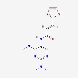molecular formula C15H19N5O2 B2492210 (E)-N-(2,4-bis(dimethylamino)pyrimidin-5-yl)-3-(furan-2-yl)acrylamide CAS No. 1799250-60-4