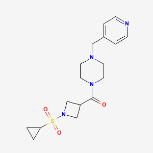 molecular formula C17H24N4O3S B2492214 (1-(环丙基磺酰)氮杂环丁烷-3-基)(4-(吡啶-4-基甲基)哌嗪-1-基)甲酮 CAS No. 1428371-56-5