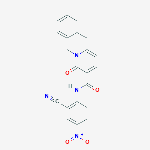 molecular formula C21H16N4O4 B2492217 N-(2-氰基-4-硝基苯基)-1-(2-甲基苄基)-2-氧代-1,2-二氢吡啶-3-羧酰胺 CAS No. 941902-97-2