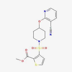molecular formula C17H17N3O5S2 B2492230 Methyl 3-((4-((3-cyanopyridin-2-yl)oxy)piperidin-1-yl)sulfonyl)thiophene-2-carboxylate CAS No. 1797221-32-9